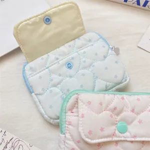 Quilted portable card holder with snap button and layer design for women everyday use.