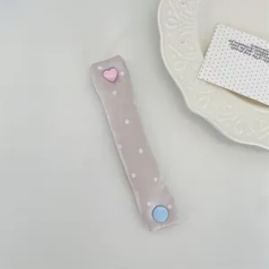 Cute heart snap earphone cord organizer strap, macaron dot data cable management band.