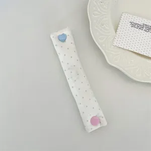 Cute Polka Dot Cable Organizer with Heart Snap Button for Earphones and Data Cords