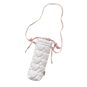 Korean style quilted heart camera bag pink plaid crossbody small pouch for daily use