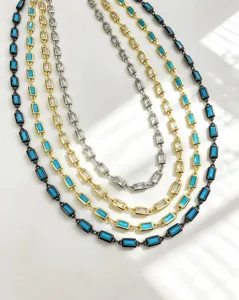 Chaîne zircone baguette bijoux accessoire DIY collier pierre précieuse cristal coloré