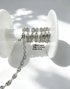 Copper square cubic zirconia bezel chain DIY jewelry making materials bracelet necklace 4.5mm