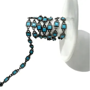 DIY square blue zircon chain copper gold plated jewelry making necklace bracelet