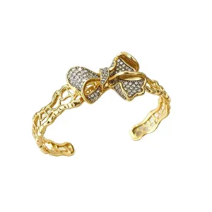 Goldfarbenes Schleifen Armreif mit Strass Paved Offenes Design Mode Schmuck Hauptbild