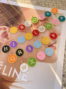 Bunt Emaillierte A-Z Buchstabe Anhänger Halsketten Alphabet DIY Schmuck Accessoires
