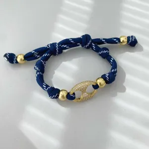 Exquisites 18K vergoldetes Anker geflochtenes Armband mit chique Schnur, eleganter Stil.
