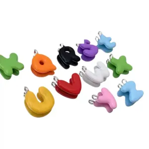 Colorful enamel puffy letter charms for DIY jewelry making, cute alphabet pendants.