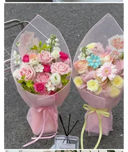 Korean style flower bouquet wrapping mesh, semi-transparent stiff gauze for floral packaging.