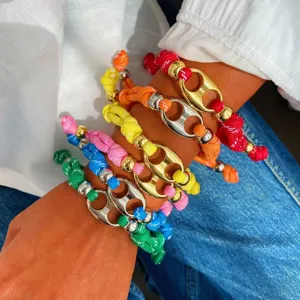 Handgefertigtes Buntes Geflochtenes Seilarmband Mit Kupfer Ankerkette DIY Charms Westlicher Modeschmuck Geschenk Für Damen Herren
