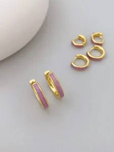 Vergoldete Emaille Creolen minimalistischer kleiner runder Ohrring fuer Damen Mode