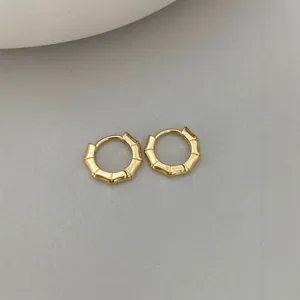 Gold bamboo hoop earrings minimalist chic small geometric earrings for daily commute