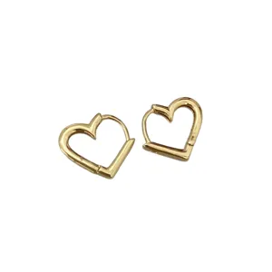 Gold bamboo heart hoop earrings minimalist stylish daily women fashion jewelry accessories