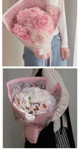 Carta da regalo floreale inglese rosa per bouquet fai-da-te, elegante design impermeabile.