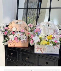 Teacher's Day floral gift box handbag packaging DIY fresh flower arrangement box decorative setup