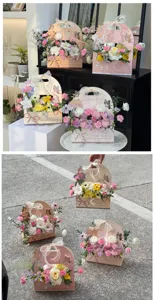 Floral gift box handheld flower basket DIY fresh flower packaging box teacher's gift