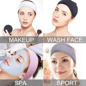 Adjustable facial headbands for makeup, washing face, spa treatments and sports use.