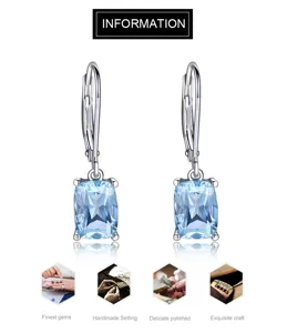 Detailansicht der S925 Silber blaue Topas Ohrringe, exquisite handgefertigte Edelstein Schmuck.