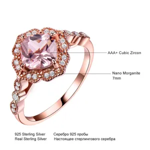 925er Sterlingsilber Kissen rosa Morganit Halo Ring Vintage Stacking Schmuck Geschenk Damen