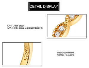 Minimalistischer 925er Sterlingsilber gelb vergoldeter Ring mit AAA Zirkonia Pave-Details.