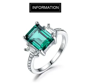 Silberner grüner Topas Ring mit Baguette und Zirkonia Steinen für Damen Eleganz Schmuck