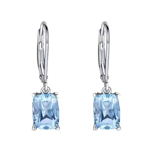 Elegante S925 Sterlingsilber hellblaue Edelstein Ohrringe mit sicherem Verschluss.