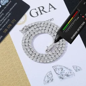 Collar de Tenis de Plata de Ley 925 Con Moissanita para Hombres Mujeres Color D VVS1 Cadena de Diamantes Brillantes Con Certificado GRA Joyería Clásica