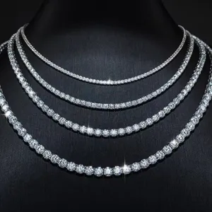 Impresionante collar de tenis de plata 925 moissanite multicapa brillante para mujer elegante.
