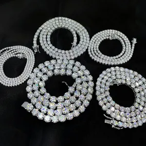 Colgante de tenis de plata S925 y moissanita collar de diamantes brillantes para mujeres