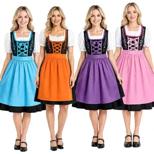 Women Oktoberfest Beer Girl Costume Bavarian Dirndl Dress Halloween Party Cosplay Outfit Plus Size