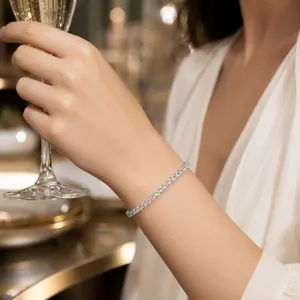 Pulsera Tennis de Plata de Ley 925 Hip Hop para Hombre y Mujer Joyería de Cadena de Eslabones de Diamantes con Certificado GRA