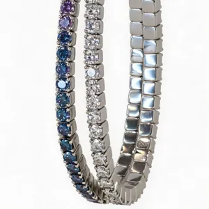Pulsera de tenis de moissanita multicapa de plata esterlina para joyería de moda elegante.