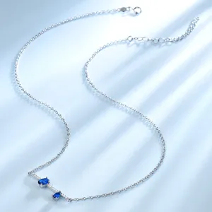 Collana con Pendente a Goccia in Argento Sterling 925 per Donna Zaffiro Sintetico Blu Zirconia Catena Veneziana Gioielli Regalo