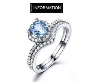Atemberaubender Ring aus 925er Sterlingsilber mit himmelblauem Topas und funkelnden Steinen.