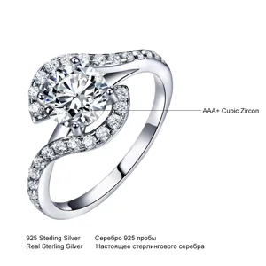 Silberner Sterling Silber Ring mit Zirkonia Stein, elegantes Design für Damen Schmuck.