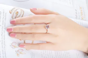 925 Silber Rosa Morganit Herz Ring Pave Zirkonia Eleganter Damenschmuck Geschenke