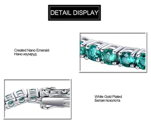 S925 Silber erstellter Nano Smaragd Tennis Armband, elegante weißvergoldete Details.