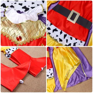 Halloween roi cosplay costume vue détaillée, tenue royale dorée pour fête et soirée.