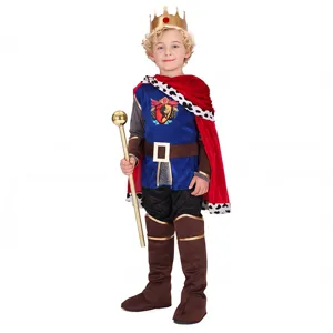 Ensemble de costume de roi pour enfants avec couronne cape et sceptre pour fête d'Halloween.