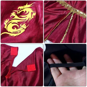 Kinder Koenigs Kostuem Detail Rot Gold Drachen Druck Festliche Party Verkleidung