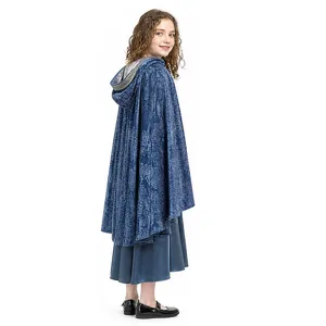 Set mantello e abito in velluto medievale per bambini, perfetto per cosplay e spettacoli.