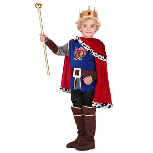 Ensemble de costume de roi pour fête d'Halloween, robe royale élégante, couronne, sceptre.