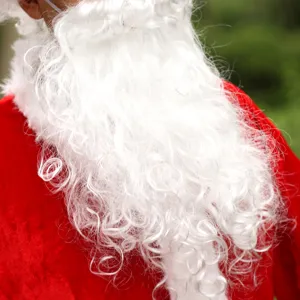 Costume da Babbo Natale per uomo con barba bianca soffice per feste di Natale e feste.