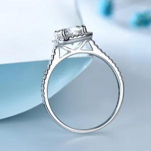 Eleganter 925 Sterling Silber Ring mit Kissen Schliff Zirkonia Stein fur Damen Schmuck.