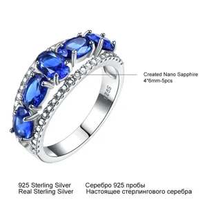 Luxus 925 Silber Mehrstein Saphir Ring elegante Damen Schmuck Mode Accessoires neu