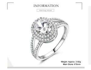 Detailansicht des 925er Sterlingsilber Oval-Halo-Ringes mit funkelndem Pavé-Schiene.