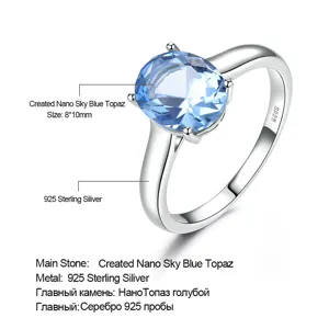 925 Sterlingsilber Oval Nano Topas Smaragd Ring Minimalistischer Geometrischer Krappenfassung Statement Fingerring Schmuck Für Damen