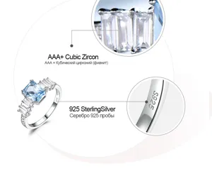 Anillo Plata S925 Piedra Preciosa Azul Mujer Joya Elegante Regalo Zirconita Moda