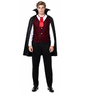 Halloween Adult Mens Vampire Costume Cosplay Outfit Gothic Duke Vampire Cloak Vest Shirt Pants Party Apparel