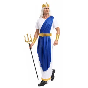Ανδρικά Halloween Ελληνική Μυθολογία Ποσειδώνας Κοστούμι Ενηλίκων Cosplay Με Στέμμα
