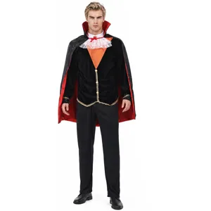 Costume de Vampire d'Halloween pour Homme Tenue de Cosplay Dracula avec Cape.
